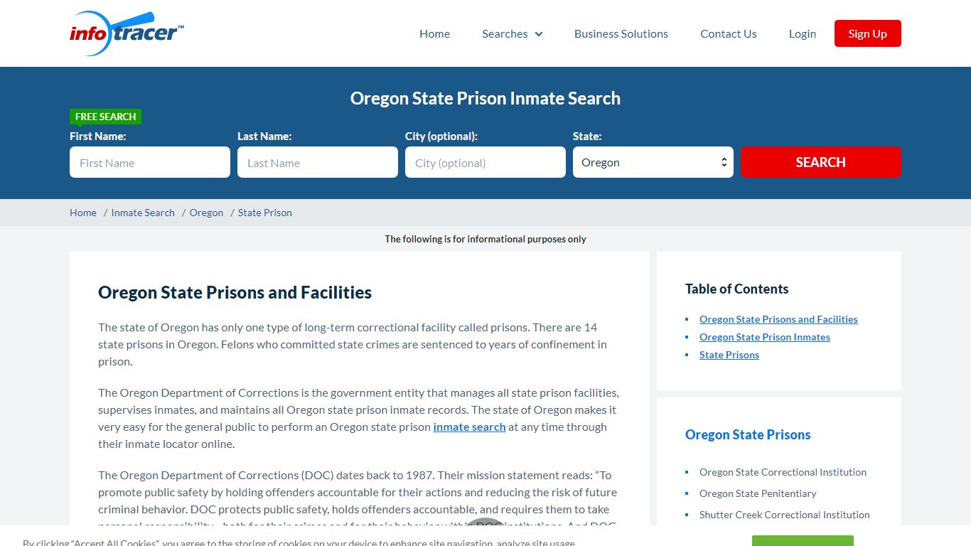 Oregon State Prisons Inmate Records Search - InfoTracer